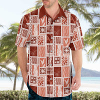 Vintage Aloha Block Quilt Hawaiian Shirt Red Inspired Lei Motifs LT9 - Polynesian Pride