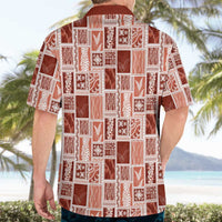 Vintage Aloha Block Quilt Hawaiian Shirt Red Inspired Lei Motifs LT9 - Polynesian Pride