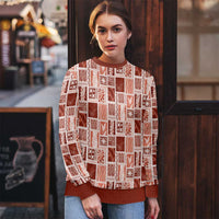 Vintage Aloha Block Quilt Ugly Christmas Sweater Red Inspired Lei Motifs - Polynesian Pride