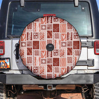 Vintage Aloha Block Quilt Spare Tire Cover Red Inspired Lei Motifs - Polynesian Pride
