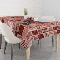 Vintage Aloha Block Quilt Tablecloth Red Inspired Lei Motifs - Polynesian Pride