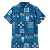 Vintage Hawaiian Quilting Patterns Family Matching Tank Maxi Dress and Hawaiian Shirt Blue Style Tribal Fabric Patchwork - Polynesian Pride