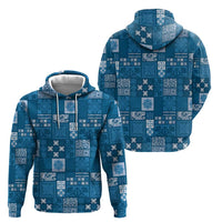Vintage Hawaiian Quilting Patterns Hoodie Blue Style Tribal Fabric Patchwork - Polynesian Pride