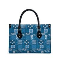 Vintage Hawaiian Quilting Patterns Leather Bag Blue Style Tribal Fabric Patchwork - Polynesian Pride
