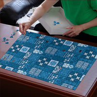 Vintage Hawaiian Quilting Patterns Puzzle Blue Style Tribal Fabric Patchwork - Polynesian Pride