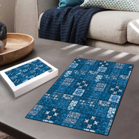 Vintage Hawaiian Quilting Patterns Puzzle Blue Style Tribal Fabric Patchwork - Polynesian Pride