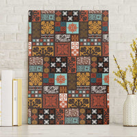 Vintage Hawaiian Quilting Patterns Canvas Wall Art Brown Style Tribal Fabric Patchwork - Polynesian Pride