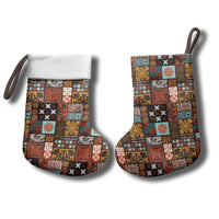 Vintage Hawaiian Quilting Patterns Christmas Stocking Brown Style Tribal Fabric Patchwork - Polynesian Pride