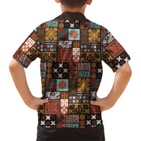 Vintage Hawaiian Quilting Patterns Family Matching Summer Maxi Dress and Hawaiian Shirt Brown Style Tribal Fabric Patchwork - Polynesian Pride