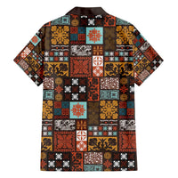 Vintage Hawaiian Quilting Patterns Family Matching Summer Maxi Dress and Hawaiian Shirt Brown Style Tribal Fabric Patchwork - Polynesian Pride