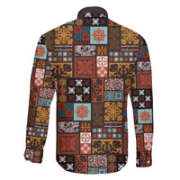 Vintage Hawaiian Quilting Patterns Family Matching Summer Maxi Dress and Hawaiian Shirt Brown Style Tribal Fabric Patchwork - Polynesian Pride