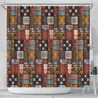 Vintage Hawaiian Quilting Patterns Shower Curtain Brown Style Tribal Fabric Patchwork - Polynesian Pride