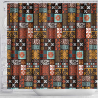 Vintage Hawaiian Quilting Patterns Shower Curtain Brown Style Tribal Fabric Patchwork - Polynesian Pride