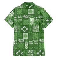 Vintage Hawaiian Quilting Patterns Family Matching Summer Maxi Dress and Hawaiian Shirt Green Style Tribal Fabric Patchwork - Polynesian Pride