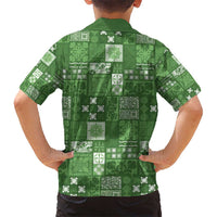 Vintage Hawaiian Quilting Patterns Hawaiian Shirt Green Style Tribal Fabric Patchwork - Polynesian Pride