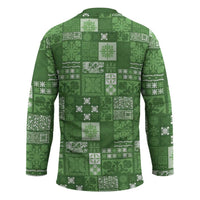 Vintage Hawaiian Quilting Patterns Hockey Jersey Green Style Tribal Fabric Patchwork - Polynesian Pride