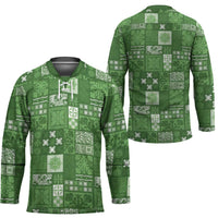 Vintage Hawaiian Quilting Patterns Hockey Jersey Green Style Tribal Fabric Patchwork LT9 - Polynesian Pride
