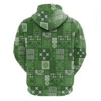 Vintage Hawaiian Quilting Patterns Hoodie Green Style Tribal Fabric Patchwork - Polynesian Pride