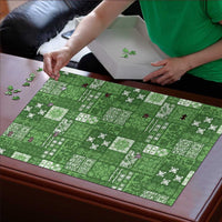 Vintage Hawaiian Quilting Patterns Puzzle Green Style Tribal Fabric Patchwork - Polynesian Pride