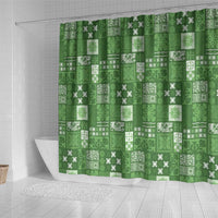 Vintage Hawaiian Quilting Patterns Shower Curtain Green Style Tribal Fabric Patchwork - Polynesian Pride