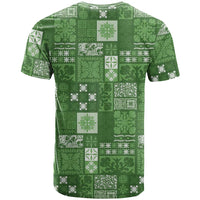 Vintage Hawaiian Quilting Patterns T Shirt Green Style Tribal Fabric Patchwork LT9 - Polynesian Pride