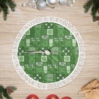 Vintage Hawaiian Quilting Patterns Tree Skirt Green Style Tribal Fabric Patchwork - Polynesian Pride