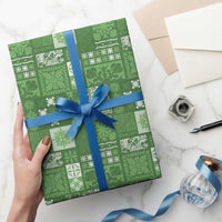 Vintage Hawaiian Quilting Patterns Wrapping Paper Green Style Tribal Fabric Patchwork - Polynesian Pride