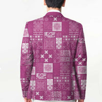 Vintage Hawaiian Quilting Patterns Blazer Pink Style Tribal Fabric Patchwork - Polynesian Pride