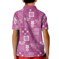 Vintage Hawaiian Quilting Patterns Kid Polo Shirt Pink Style Tribal Fabric Patchwork - Polynesian Pride