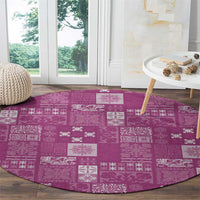 Vintage Hawaiian Quilting Patterns Round Carpet Pink Style Tribal Fabric Patchwork - Polynesian Pride