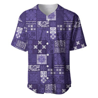 Vintage Hawaiian Quilting Patterns Baseball Jersey Purple Style Tribal Fabric Patchwork - Polynesian Pride