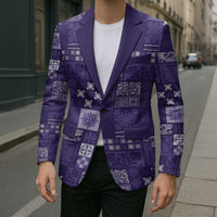 Vintage Hawaiian Quilting Patterns Blazer Purple Style Tribal Fabric Patchwork - Polynesian Pride