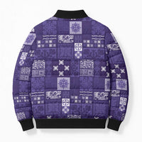Vintage Hawaiian Quilting Patterns Bomber Puffer Jacket Purple Style Tribal Fabric Patchwork - Polynesian Pride