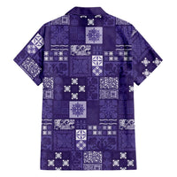 Vintage Hawaiian Quilting Patterns Family Matching Long Sleeve Bodycon Dress and Hawaiian Shirt Purple Style Tribal Fabric Patchwork - Polynesian Pride