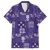Vintage Hawaiian Quilting Patterns Family Matching Short Sleeve Bodycon Dress and Hawaiian Shirt Purple Style Tribal Fabric Patchwork - Polynesian Pride