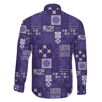 Vintage Hawaiian Quilting Patterns Family Matching Short Sleeve Bodycon Dress and Hawaiian Shirt Purple Style Tribal Fabric Patchwork - Polynesian Pride