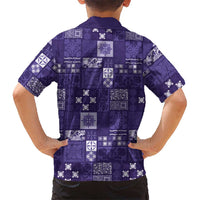 Vintage Hawaiian Quilting Patterns Family Matching Tank Maxi Dress and Hawaiian Shirt Purple Style Tribal Fabric Patchwork - Polynesian Pride