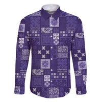 Vintage Hawaiian Quilting Patterns Family Matching Tank Maxi Dress and Hawaiian Shirt Purple Style Tribal Fabric Patchwork - Polynesian Pride