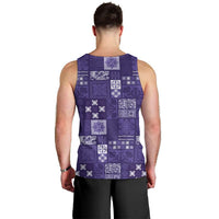 Vintage Hawaiian Quilting Patterns Men Tank Top Purple Style Tribal Fabric Patchwork - Polynesian Pride