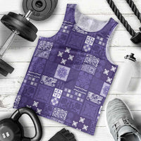 Vintage Hawaiian Quilting Patterns Men Tank Top Purple Style Tribal Fabric Patchwork - Polynesian Pride