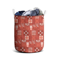 Vintage Hawaiian Quilting Patterns Laundry Basket Red Style Tribal Fabric Patchwork - Polynesian Pride