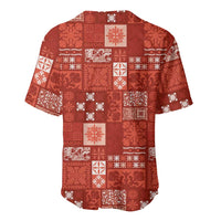 Vintage Hawaiian Quilting Patterns Baseball Jersey Red Style Tribal Fabric Patchwork - Polynesian Pride