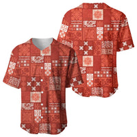 Vintage Hawaiian Quilting Patterns Baseball Jersey Red Style Tribal Fabric Patchwork - Polynesian Pride