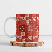Vintage Hawaiian Quilting Patterns Ceramic Mug Red Style Tribal Fabric Patchwork - Polynesian Pride