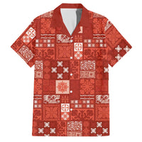 Vintage Hawaiian Quilting Patterns Family Matching Tank Maxi Dress and Hawaiian Shirt Red Style Tribal Fabric Patchwork - Polynesian Pride