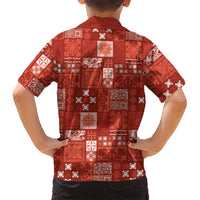 Vintage Hawaiian Quilting Patterns Hawaiian Shirt Red Style Tribal Fabric Patchwork LT9 - Polynesian Pride