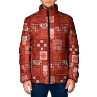 Vintage Hawaiian Quilting Patterns Padded Jacket Red Style Tribal Fabric Patchwork - Polynesian Pride