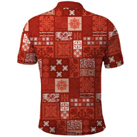 Vintage Hawaiian Quilting Patterns Polo Shirt Red Style Tribal Fabric Patchwork - Polynesian Pride