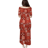 Vintage Hawaiian Quilting Patterns Puletasi Red Style Tribal Fabric Patchwork LT9 - Polynesian Pride