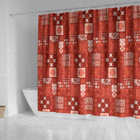 Vintage Hawaiian Quilting Patterns Shower Curtain Red Style Tribal Fabric Patchwork - Polynesian Pride